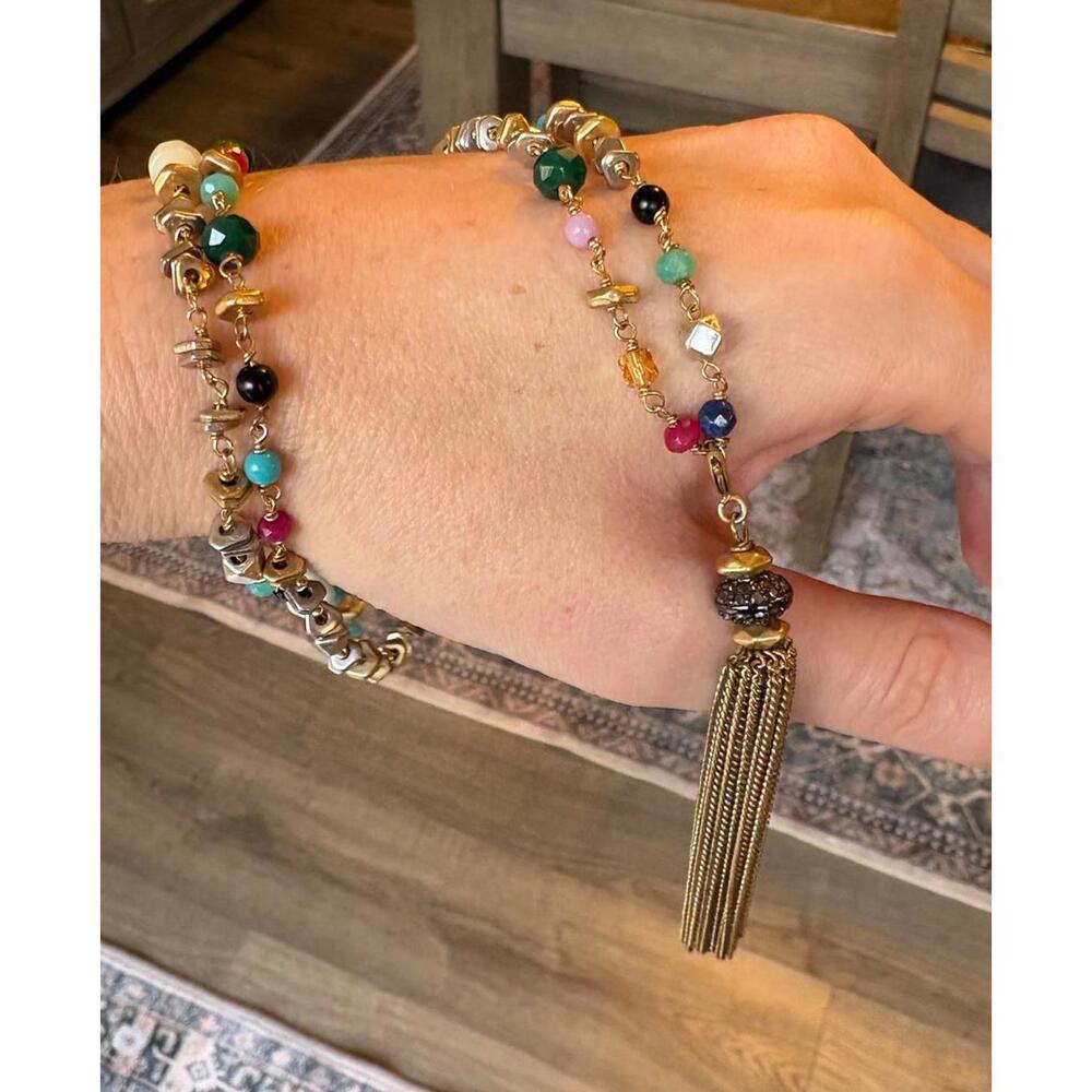 Gitane Tassel Retired Stella and Dot Rosary Style Necklace - Picture 5 of 6